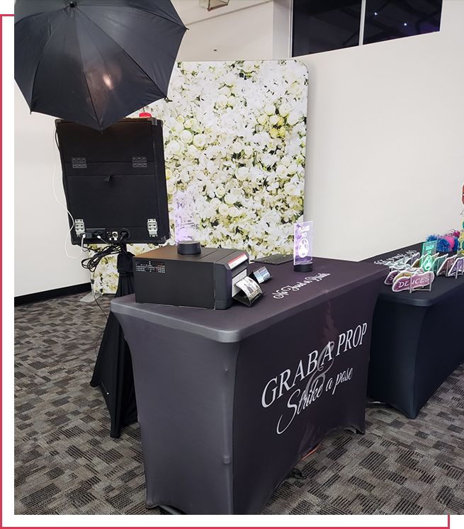 A photo booth set up for an event.